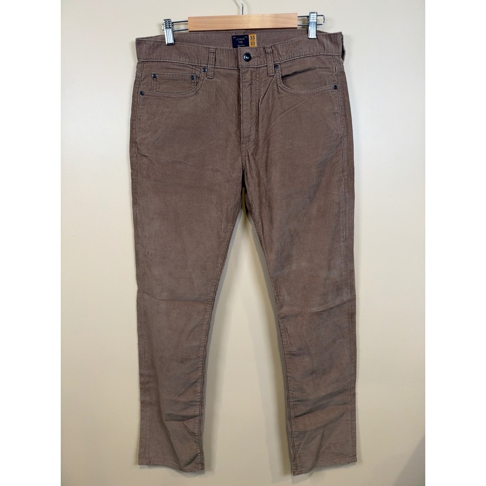 J.Crew 770 Corduroy Pants Mens 33x32 Brown Straight Fit 100% Cotton Casual Cords